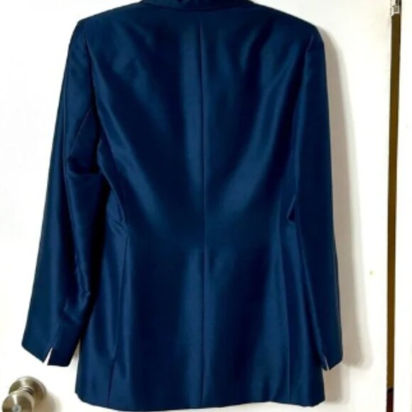 Vintage Kasper 100% Silk Navy Blue Jacket size 4 - Picture 2 of 5